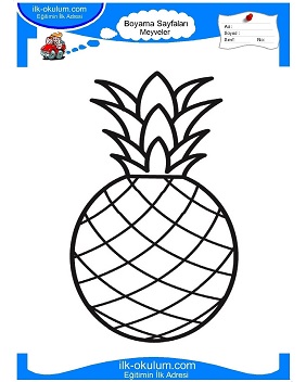 Çocuklar İçin Ananas Boyama Sayfaları 